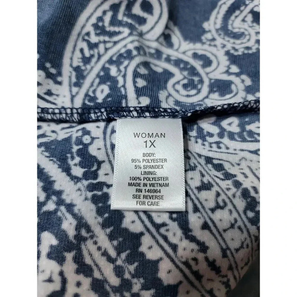 Roz & Ali Woman Navy & White Faux Wrap Skirt Dress Sz 1X - Picture 7 of 8